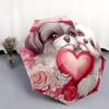 Heart and Shih Tzu pattern, automatic folding umbrella, portable and foldable design, 8 ribs, a Christmas or birthday gift.