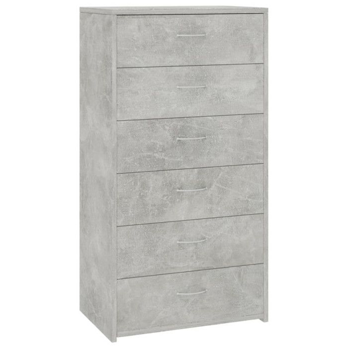 VidaXL Buffet with 6 Drawers Concrete Grey 50x34x96 Cm Chipboard