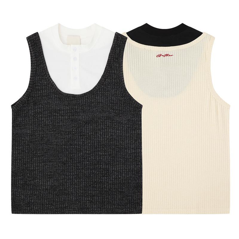 American Texture Vest Sports Fake Two-piece Vest Men's Summer Teen Loose Casual Simple Sleeveless T-shirt