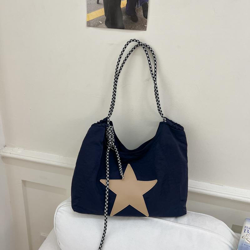 New Women's Large Capacity Nylon Tote with Star Drawstring