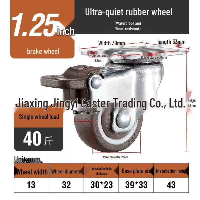 Kółka meblowe z TPE: Rozmiary 1, 1,25, 1,5, 2 cale