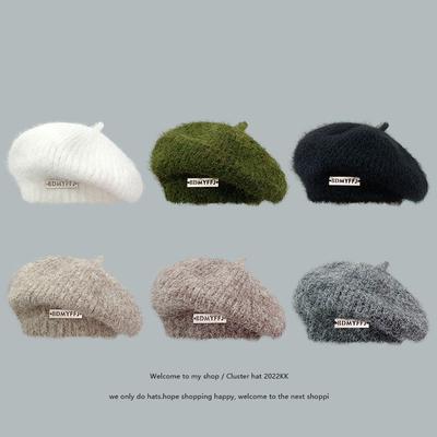 Berretto Basco Standard in Mohair Giapponese Lavorato a Maglia da Donna Caldo e Morbido Cappello da Pittore che Valorizza il Viso Cappello in Lana d'Agnello