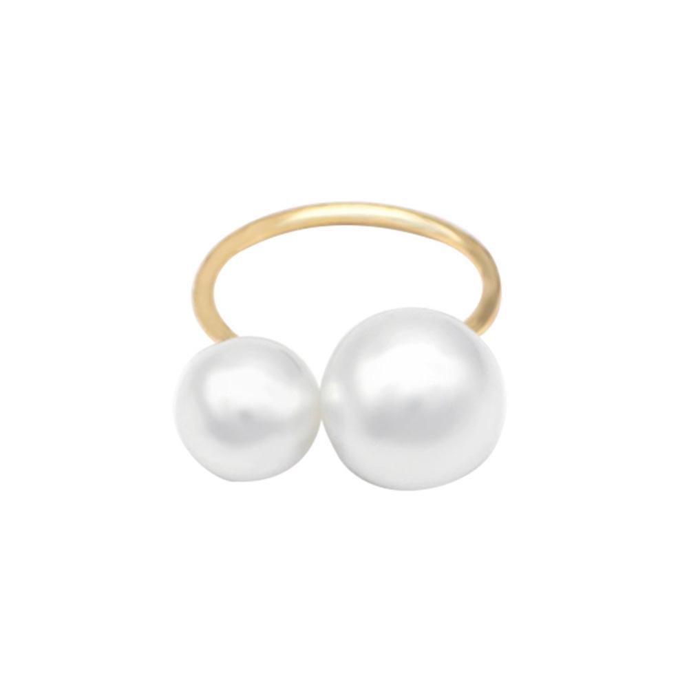 

Stylish Fashion Party Lady Double Faux Pearl Open Ring Finger Jewelry Accessories Valentine Day Gift золотистый