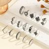 Luxury Women's Lotus Flower & Retro Ring Set - 15-Piece