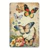 Vintage Metal Sign Butterfly Flower Wall Decor for Restaurant