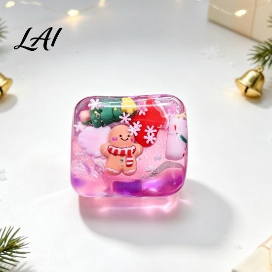 Christmas Stocking Stuffers Cube Stress Relief Toy Clear Squeeze with 3D Snowman Anxiety Gadget Santa Claus Gingerbread Xmas Tree Hand Relaxation