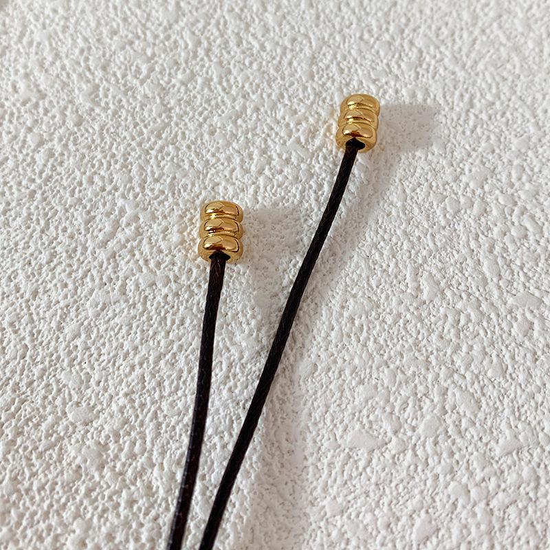 Celebrity Style Multi-Wear Leather Cord Choker with Textured Metal Square
