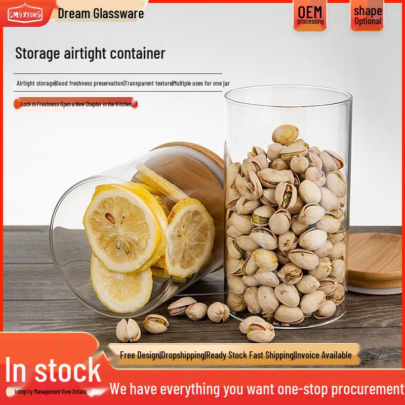 Vysoká borosilikátová skleněná nádoba na potraviny s těsněním