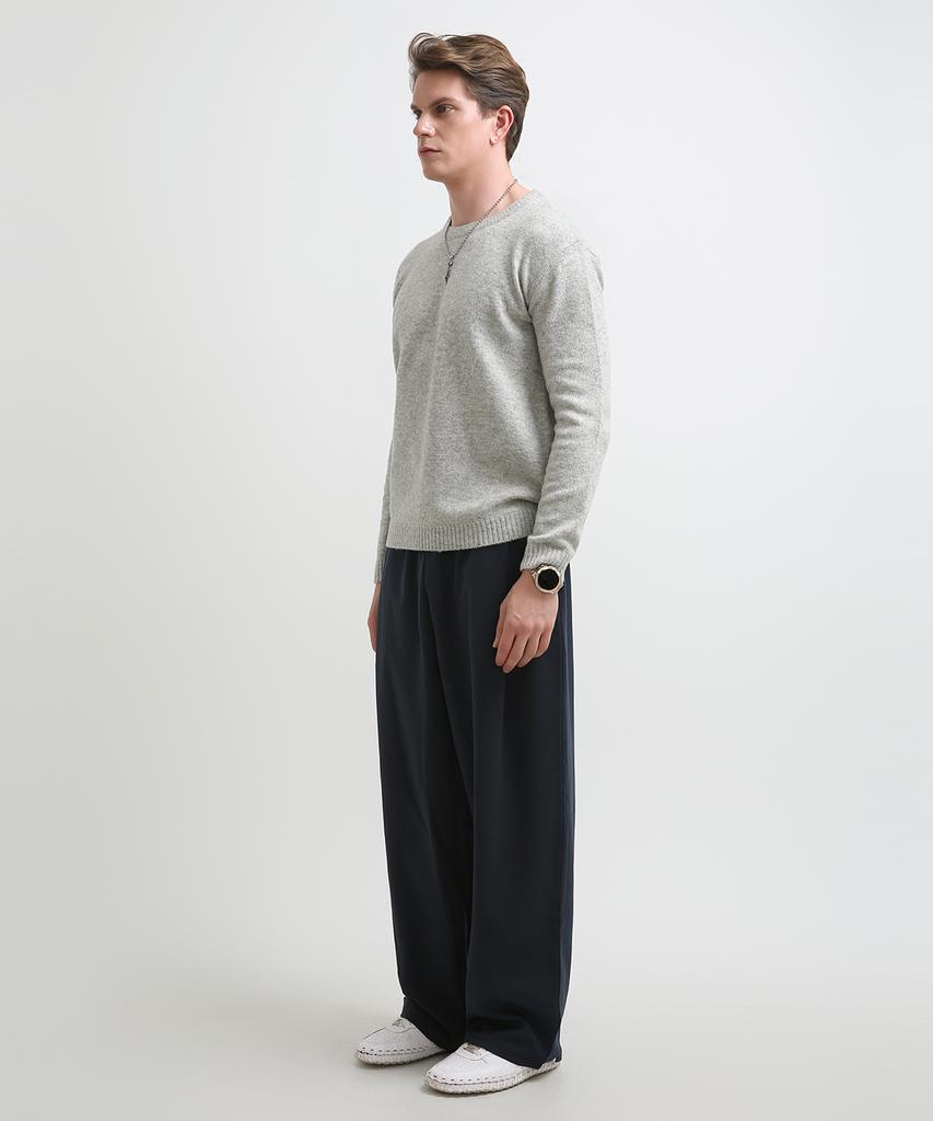 Seuteulaikeu Fine Blend Classic Crew Neck Knit (Light Grey)