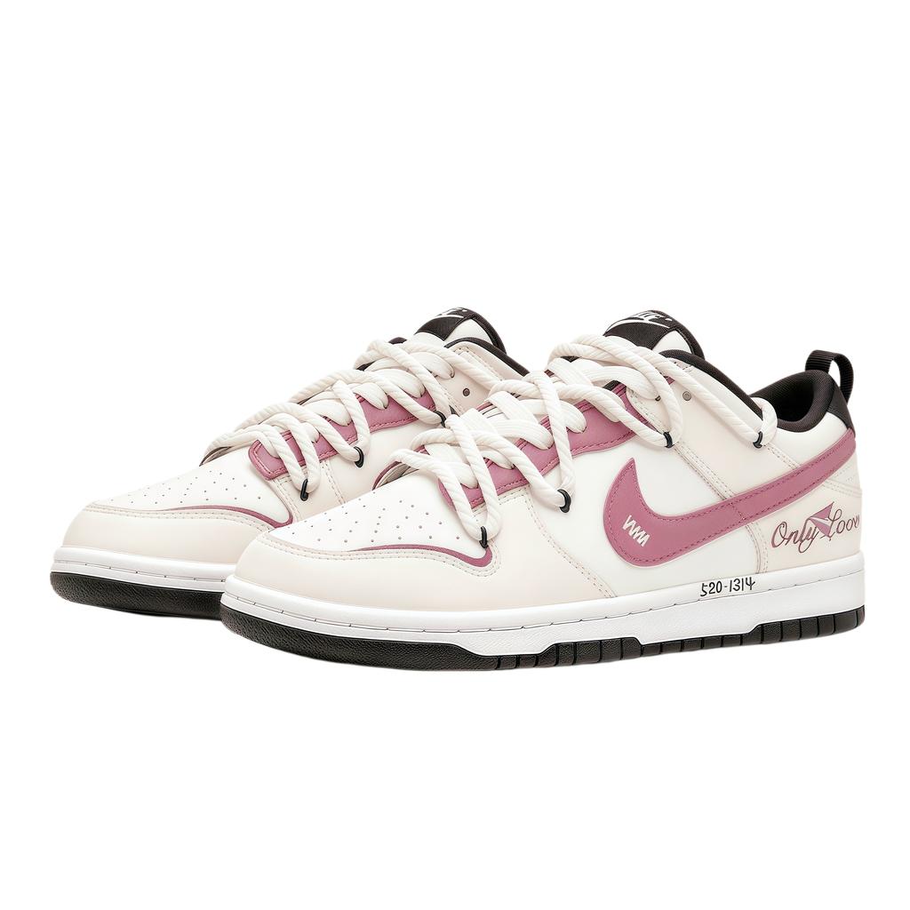 Nike Dunk Beloved Leather Abrasion Resistant Breathable Low Top Skateboard Shoes Unisex White Pink CW1590-100(Team1096-)