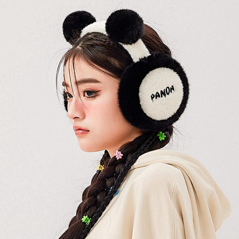 Panda Earmuffs Panda Ear Warmer Foldable Earmuffs Fleece Ear Muffs Headband Panda Ear Muffs Panda Earflap