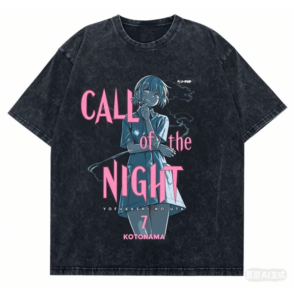 Hot Call of The Night Graphic T-shirt Gothic Aesthetic Streetwear Unisex Oversized Summer Cotton Washed Graphic Tee, Harajuku Style