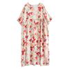 Dimanaf 2024 Plus Size Dress New Summer Basic Loose Women O-Neck Vintage Short Sleeve Big Size Beach Long Dress