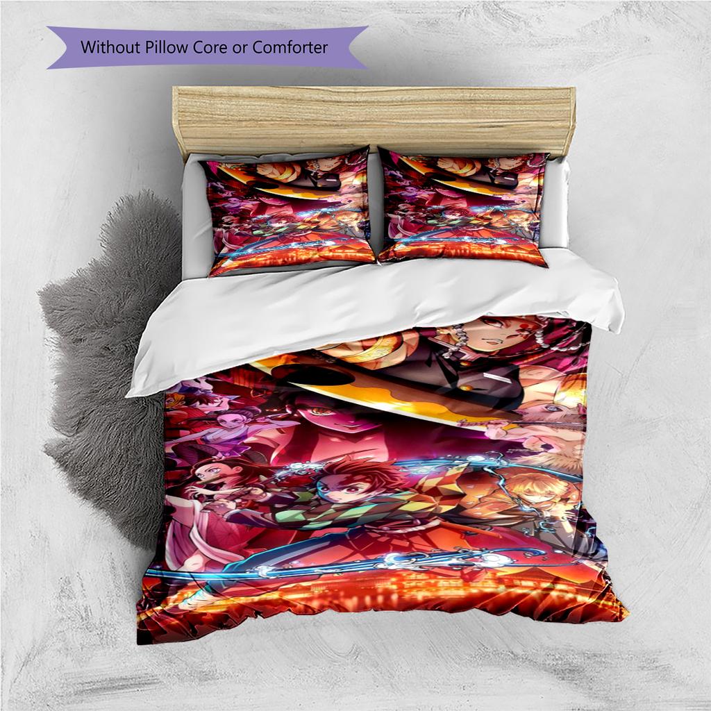Cartoon Pattern Bedding Quilt Set Quilt Cover Pillowcase Home Decoration Birthday Gift (1 * Duvet Cover + 2 * Pillowcase, Without Core)