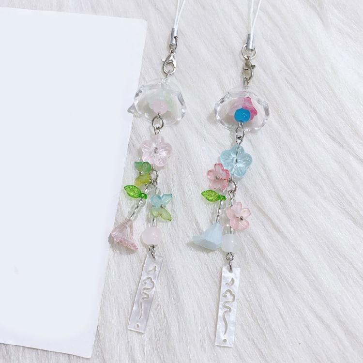 Handmade Resin Jellyfish Beaded Keychain Wind Chime Inspired Phone Strap Lightweight Stylish For Travel Photography