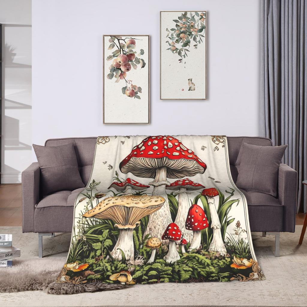 Dreamy Forest Mushroom Blanket  Airplane Travel Flannel Bedding Throws For Bedroom Warm Design Quality Bedspread Birthday Gift