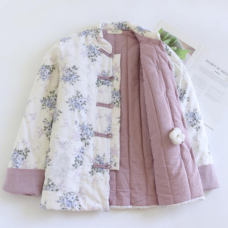 542 Handgemachte Baumwollwattierte Jacke: Herbst/Winter Froschknopf Retro Mantel für Mütter