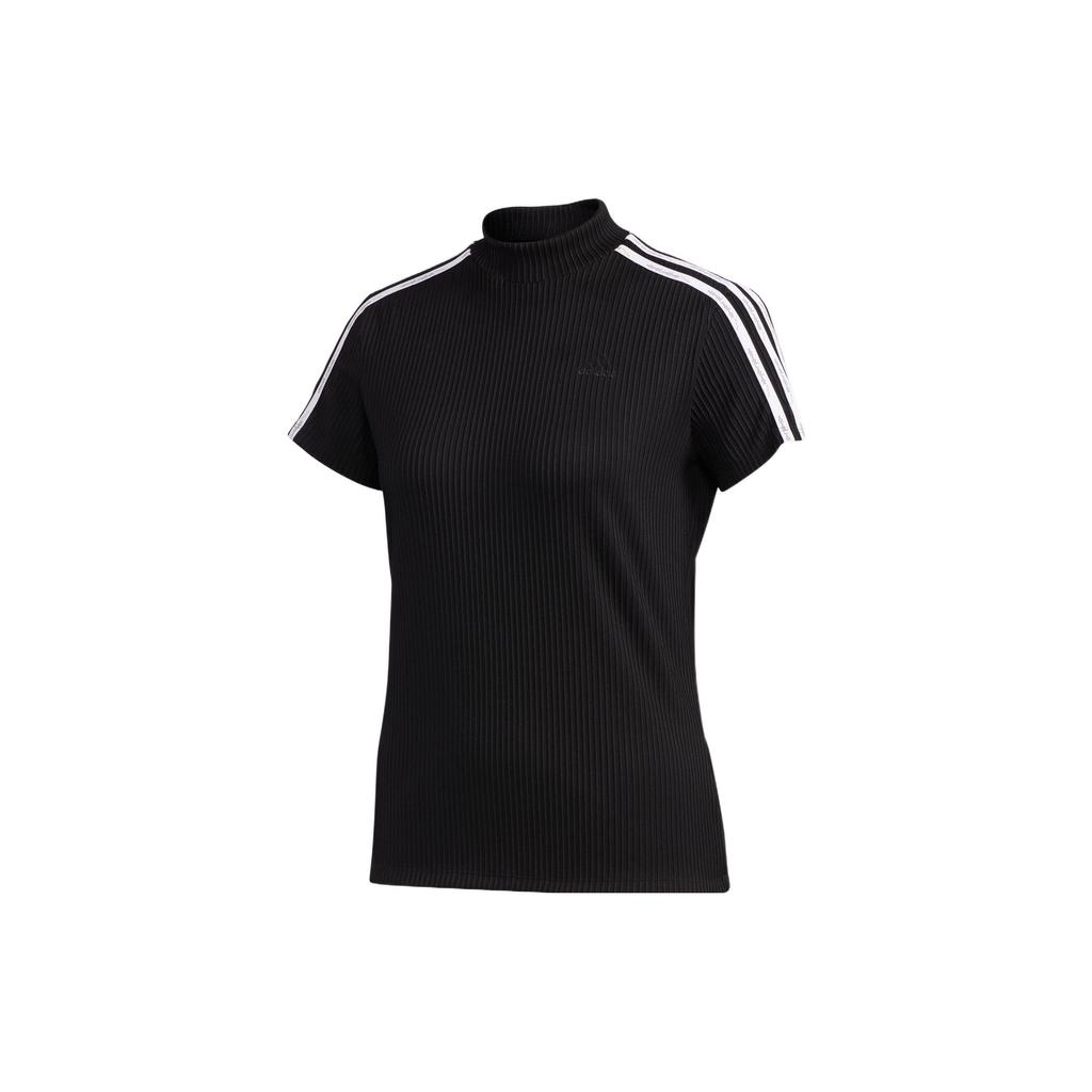 Adidas Logo Embroidered Golf Sports Short Sleeve T-Shirt Women T-Shirts Black FJ2452