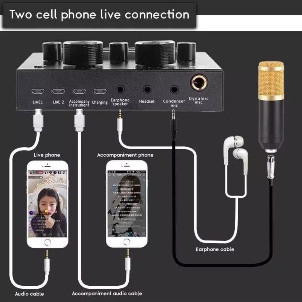 Streaming Audio Mixer BM800 Live Podcast Equipment Bundle  Streaming Audio Smartphone