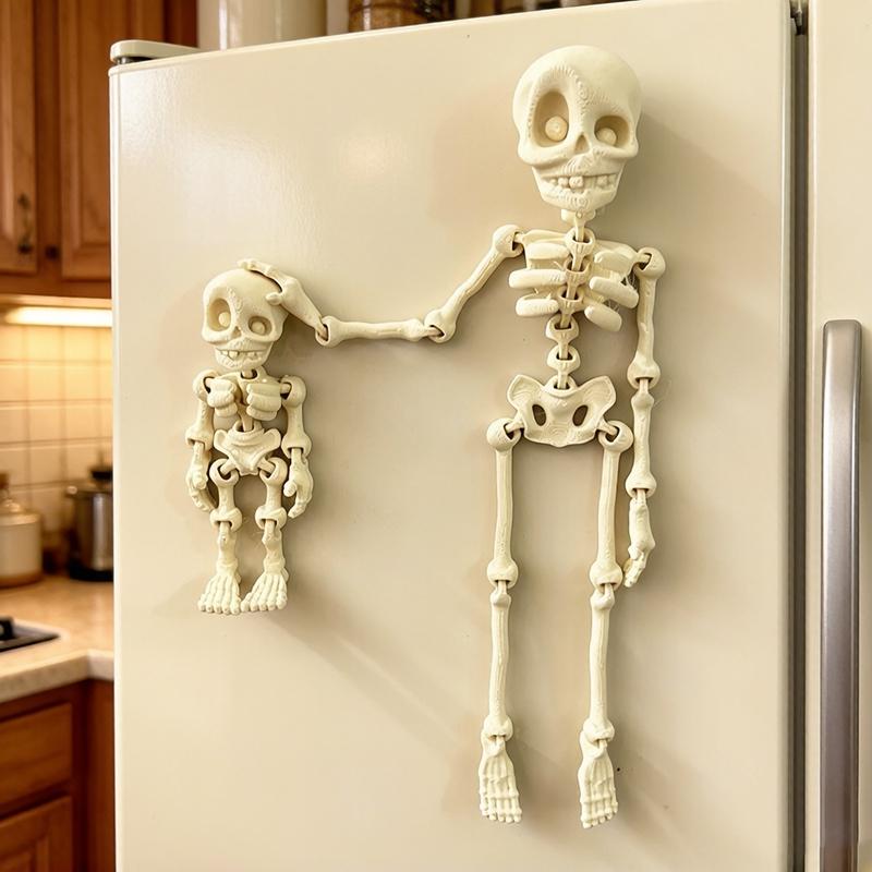Skull Fridge Magnet 3D Printed Skeleton Refrigerator Sticker Deformable Joint Figurine Home Decoration Fridge Decoration