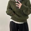 Herbst und Winter Dicke Strickoberteil Halbreißverschluss Pullover Frauen Vintage Twisted Strick Crop Pullover Casual Mujer Langarm Tops