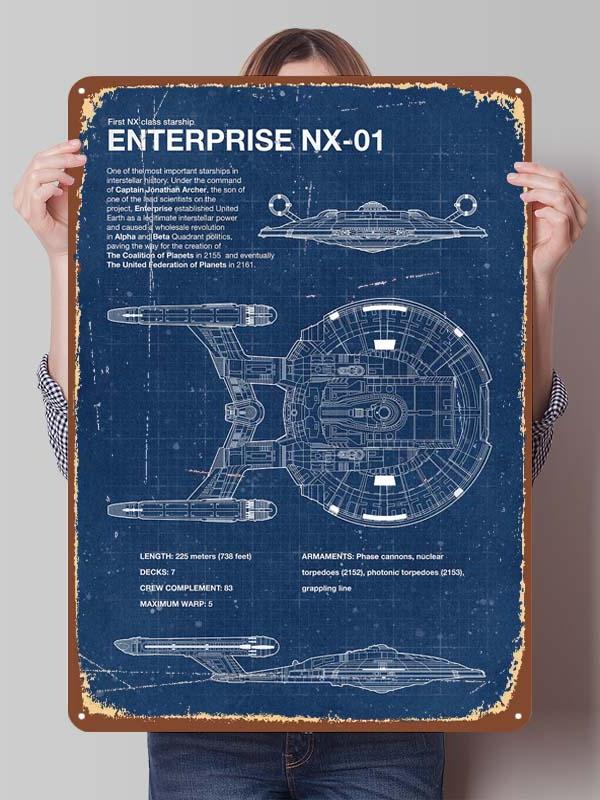 Klassische Filmplakate Star Treks Metallschilder Schlafzimmerdekoration Wohnzimmerdekor Männer Benutzerdefinierte Blechschilder für Wandkunst Dekoration