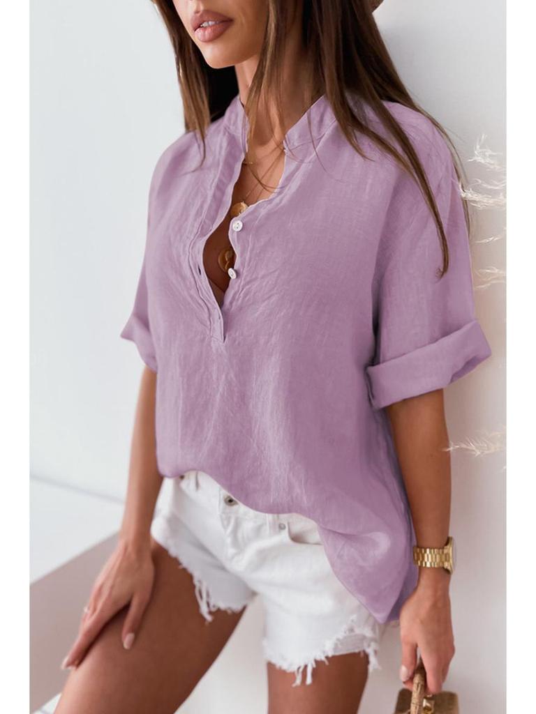 2025 Sommer Damen Einfarbig Fünf-Ärmel Locker Geschnitten Pullover Shirt, Übergröße