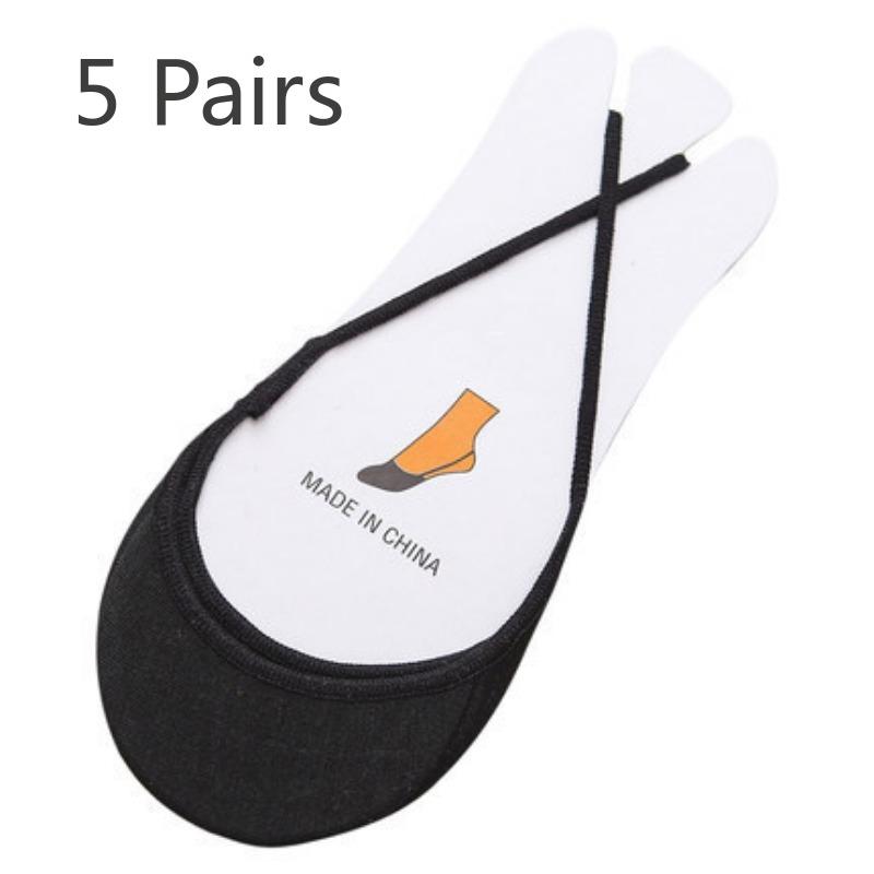 5 Pairs Suspenders Invisible Thin Ice Silk Socks Spring and Summer Women's Boat Socks