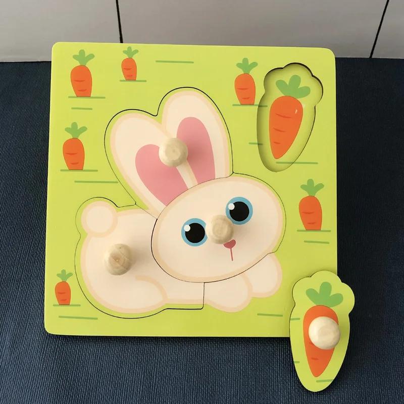 Montessori Baby Spielzeug 3D Holzpuzzles Kinder Handkratzbrett Puzzle Kinder Frühes Lernen Bildung Obst Kognitives Spielzeug