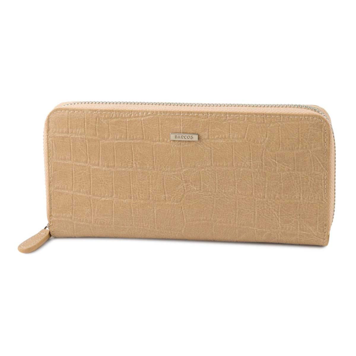

Crocodile Embossed Long Wallet ONESIZE Round Zipper Genuine Leather Large Capacity Beige [Barcos] Women s