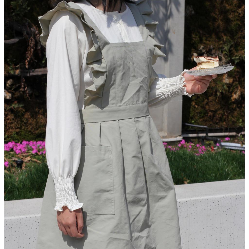Waterproof Sleeveless Apron For Kitchen And Art With Ruffled Style Crossback