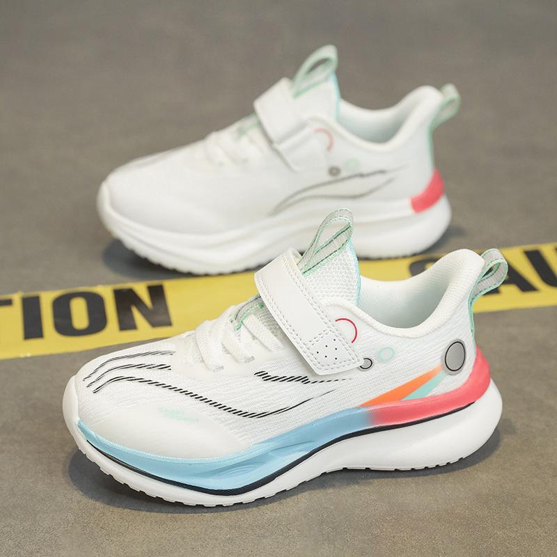 2025 Spring New Double Net Running Shoes Boys and Girls Children's Shoes Shock Absorption Rebound Breathable Physical Education Class Wear-resistan