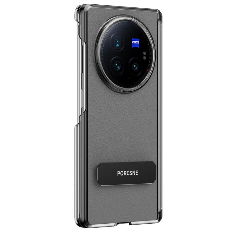 Vegan Leather Dual-Hinge 270° Rotation Metal Kickstand Phone Case For vivo X Fold3, Anti-Fingerprint Full Hinge Protection Protective Cover
