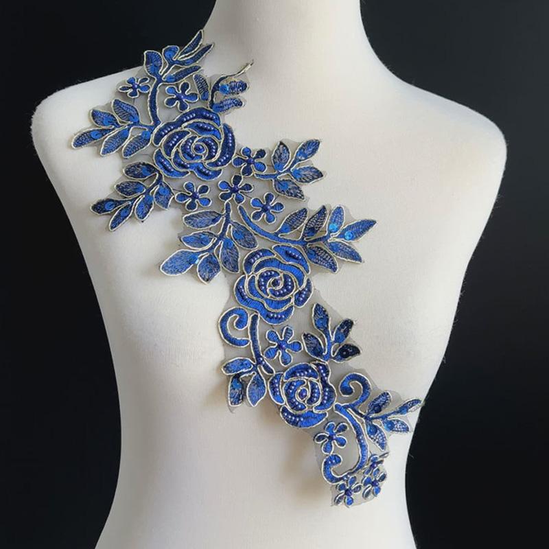 1 Par Broderiklistremerker Klesstilbehør Brudekjole DIY Kantblonder 16*36CM Syapplikasjon