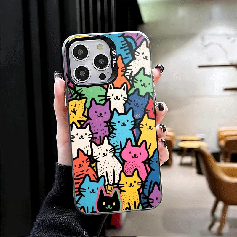 Cartoon Cute Cats Theme Shockproof Phone Case for iPhone 17 Air 16 16E 15 Pro Max 14 Plus 13 Mini 12 Back Cover Anti Fall Fundas