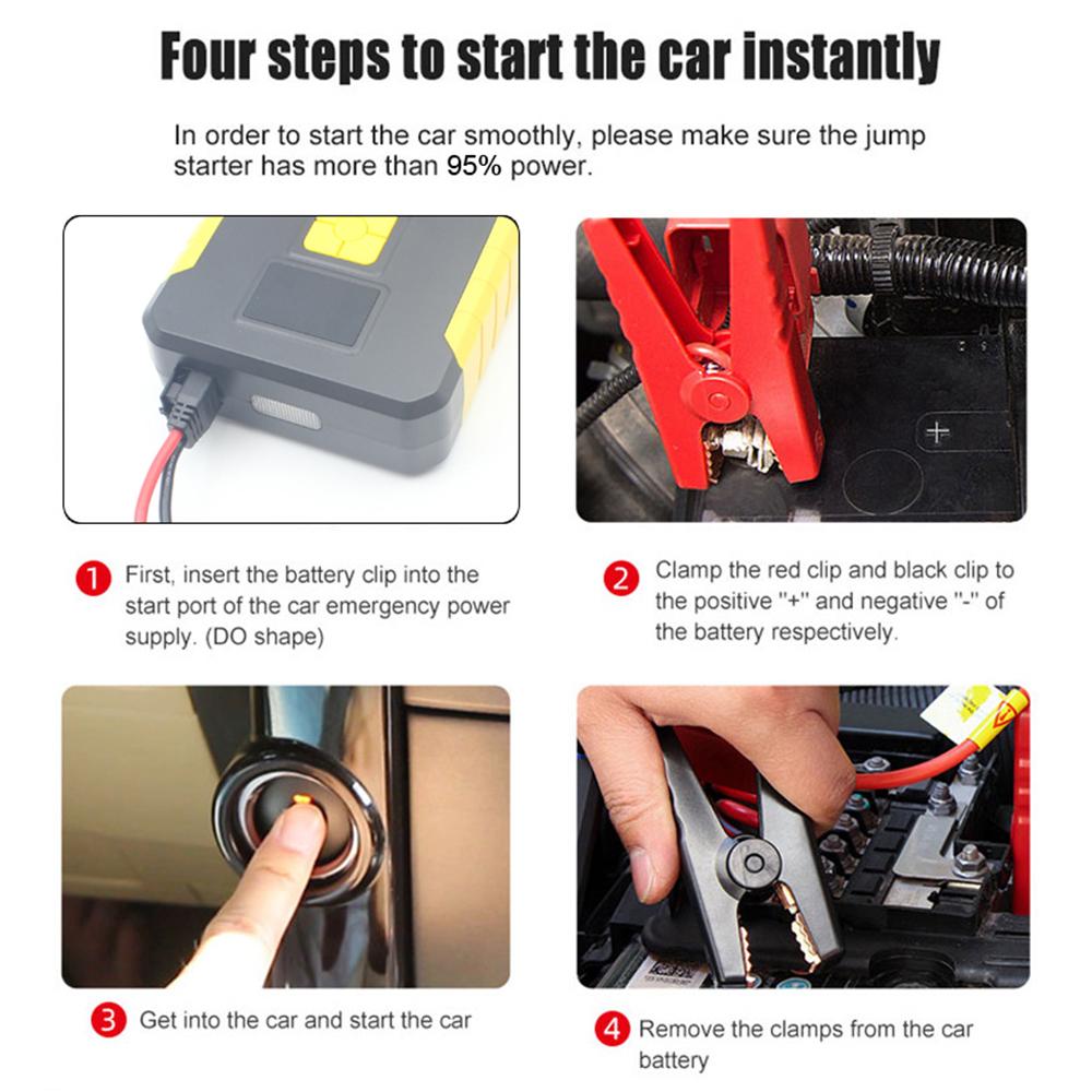 FOXSUR Tire Inflator Portable Air Compressor, Cordless Electric Air Pump, 26800mAh Jump Starter and