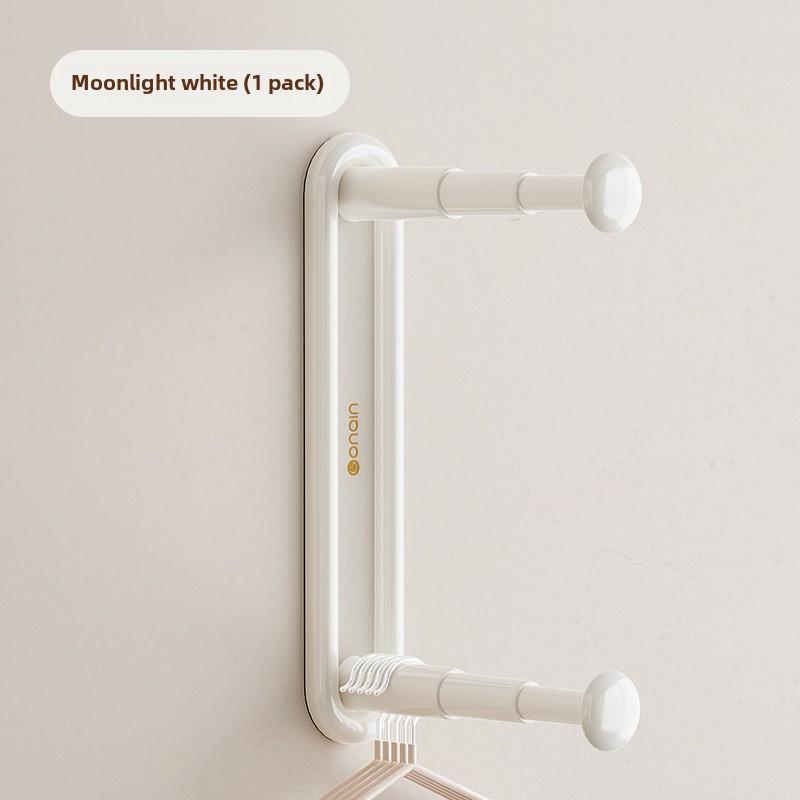 Adjustable Non-Perforated Wall Mounted Clothes Hanger Storage Rack - Multifunctional Hooks Space Saving Organizer for Wardrobe