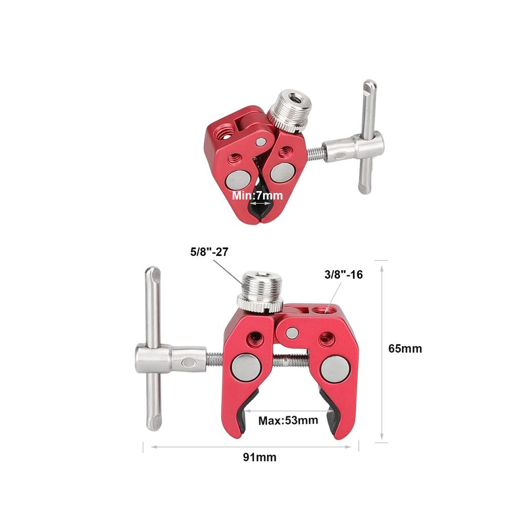 SZRIG Klemme Krabbenzange Klemme mit 58"-20 Gewindeadapter für Mikrofonhalterungen