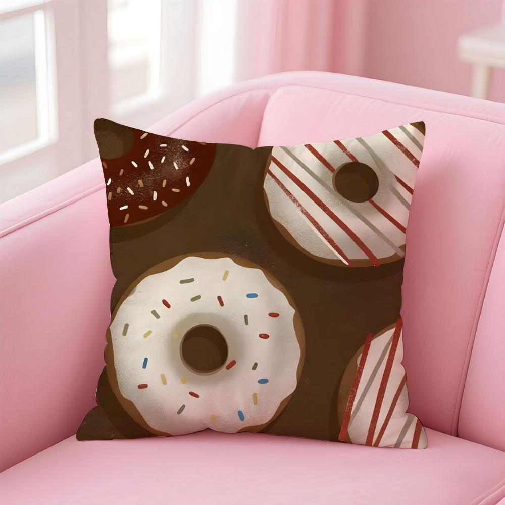SÜße Donut Kissenbezug Hülle Weicher Hautfreundlicher Stoff Verdeckter Reißverschluss
