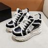 Fashion Chunky Sneakers Women Autumn Lace Up Platform Sports Shoes 8CM Thick Bottom High Heels Female Leather Sneakers Woman