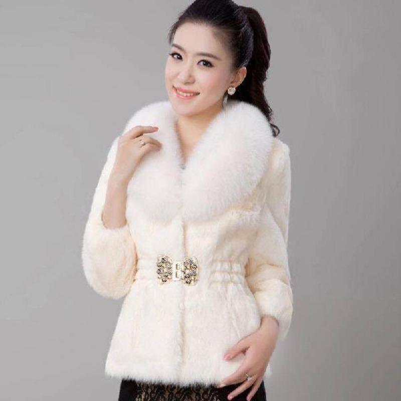 Autumn and winter imitation fur jacket women's short top imitation fox fur collar rabbit fur imitation mink fur coat thickened