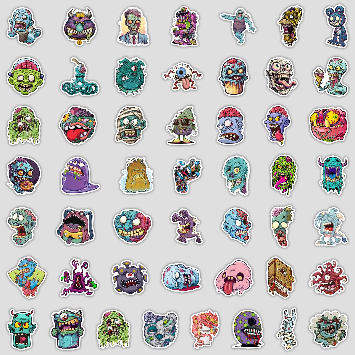 

50 Pieces of Cartoon Monster Graffiti Stickers, Creative DIY Monster Stickers for Mobile Phones and Computers, Waterproof Decorative Stickers