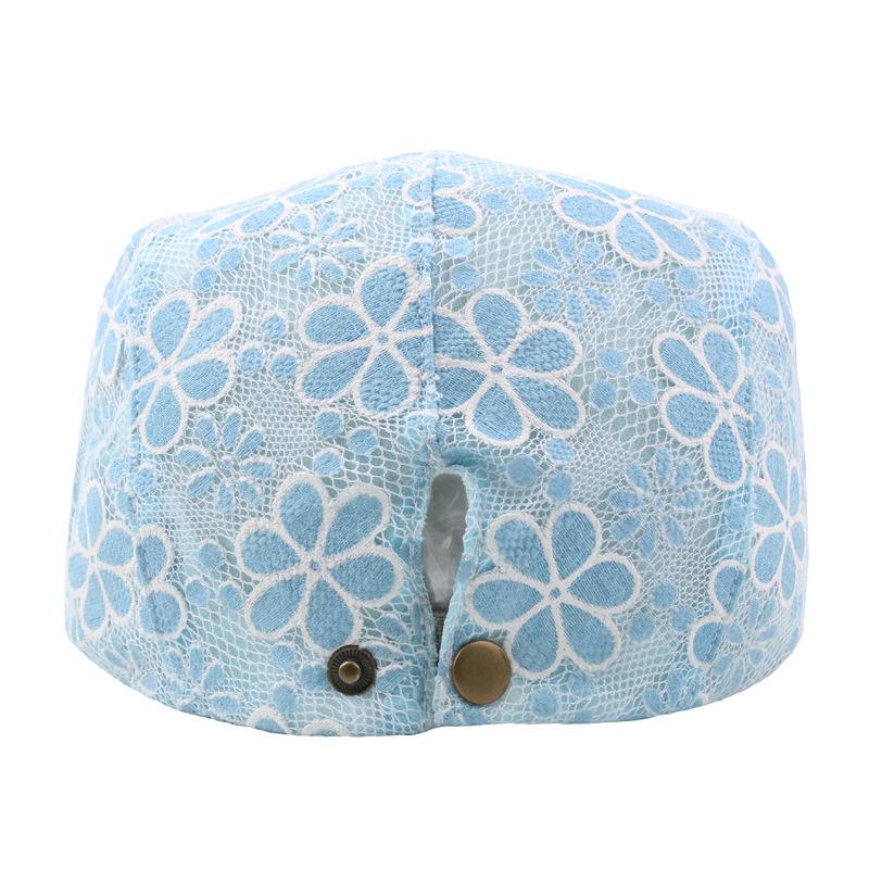 Hat Ladies Summer Sun Hat Flower Embroidery Lace Hollow Cap Forward Hat Breathable Beret