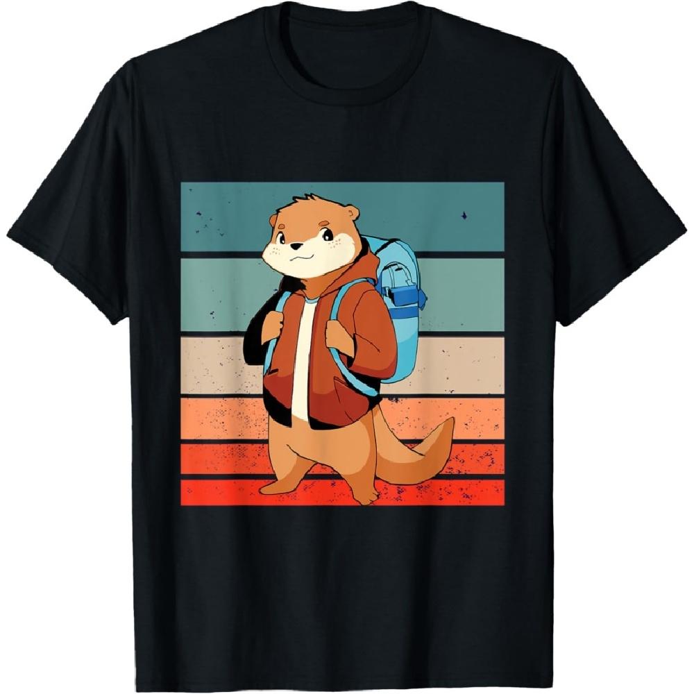 

Adorable otter backpack adventure jacket otter kawaii style T-Shirt XXXXXL чёрный