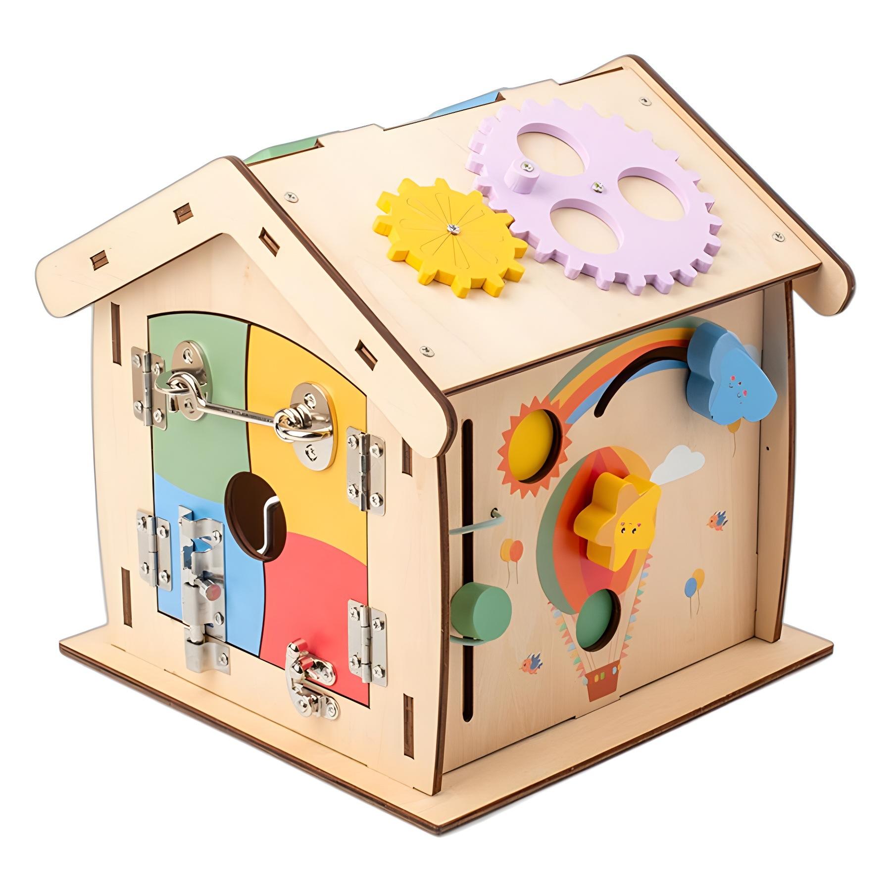 

Детский деревянный дом Монтессори, развивающая игрушка, бизиборд, коробка постоянства объекта, игрушки для развития мелкой моторики, сенсорные игрушки для малышей