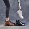 2025 autumn and winter new leather retro British Martin boots V-mouth lace-up ankle small short boots thin boots women's boots