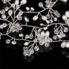 35CM Women Bridal Wedding Crystal Bride Hair Accessories Pearl Flower Headband Handmade Hairband Beads Decorative Hair Comb