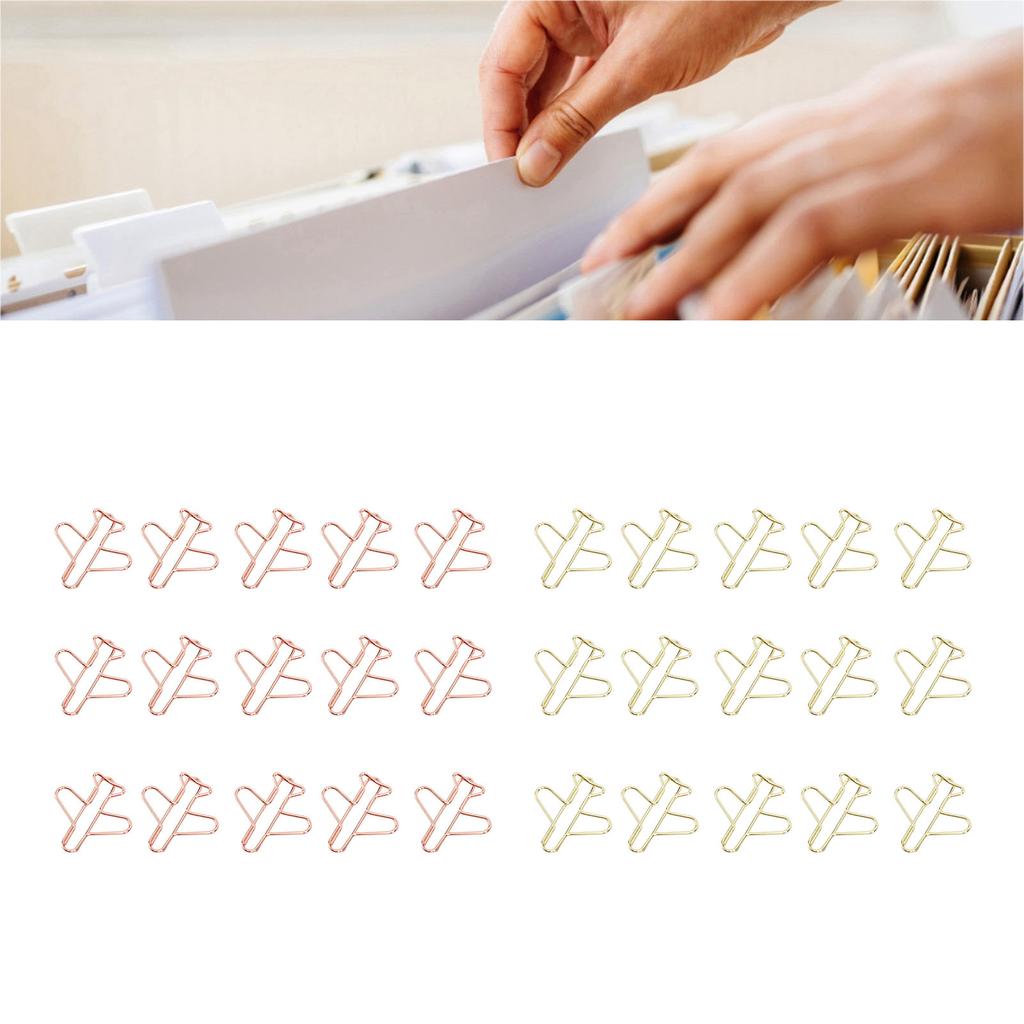 100 ks kancelářských sponek ve tvaru letadla, kovové, lehké, víceúčelové, roztomilé, tvarované, záložky