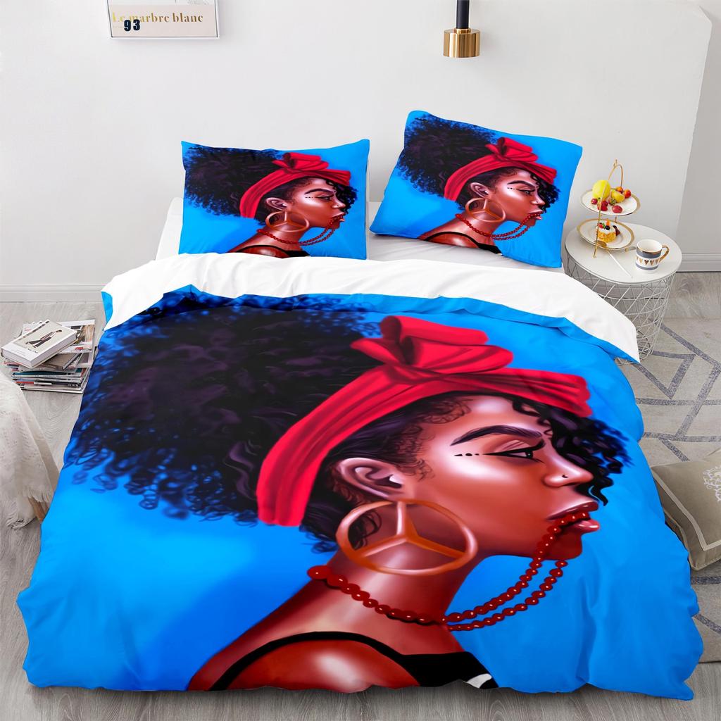 American Black Girl Duvet Cover Black Girl Magic Pillowcase Bedding Set Boys Girls Bedroom Decoration Gift Single Double Size