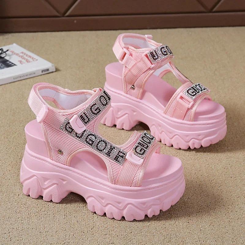 Talons hauts Sexy sandales à bout ouvert sandales épaisses femmes chaussures à plateforme accrue dames plage été Sandalia